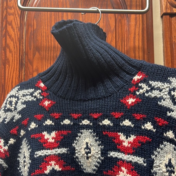 Lauren Ralph Lauren hand knit dog sled roll collar sweater vintage - Picture 2 of 7